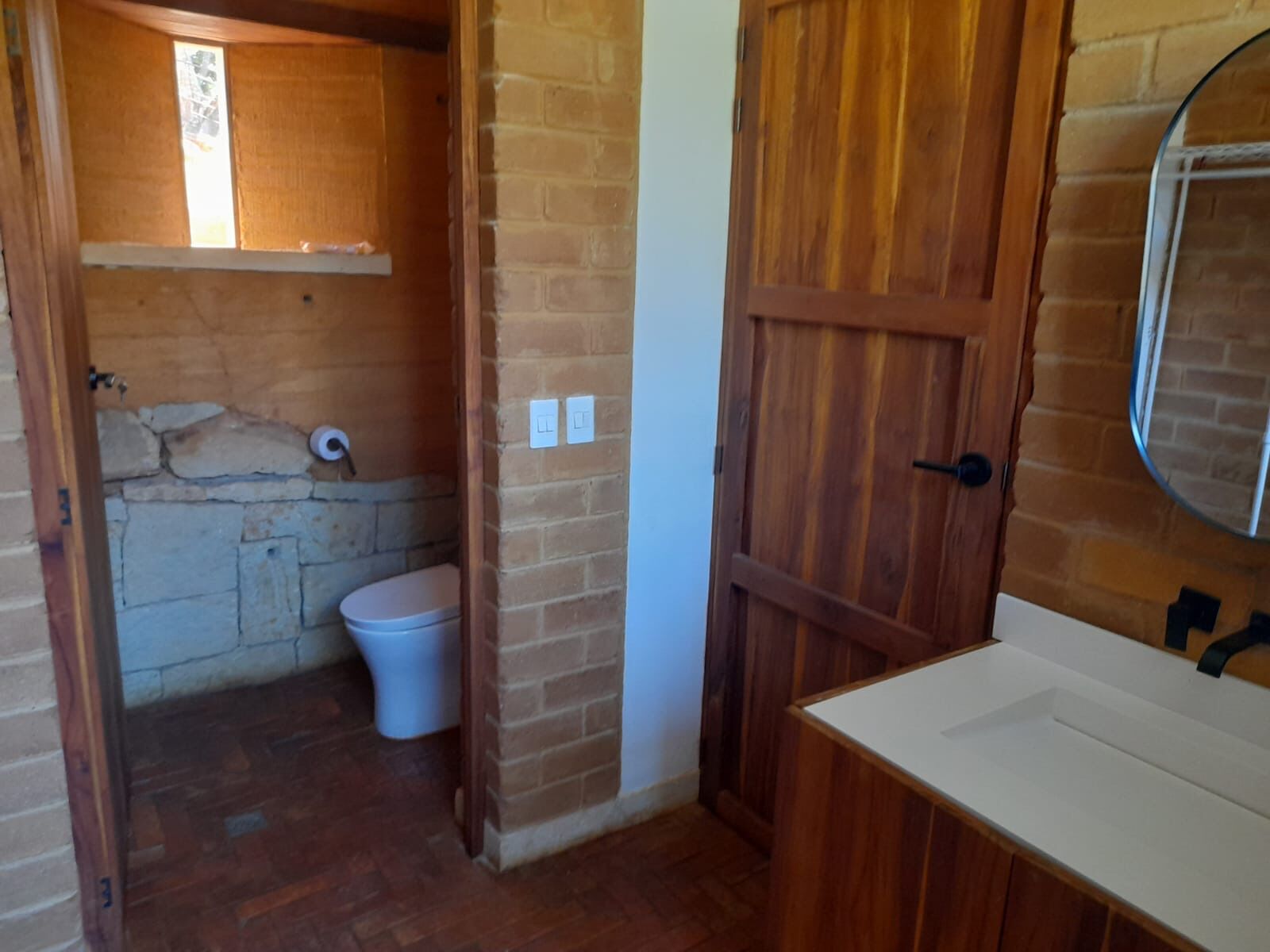 Shower, towels, toilet paper