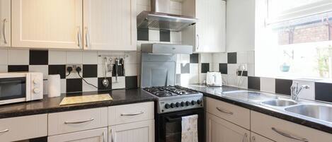 Microwave, oven, stovetop, cookware/dishes/utensils