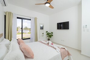 1 bedroom, desk, iron/ironing board, travel crib