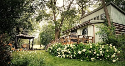 Century old log cabin on the beach