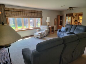 Smart TV, DVD player, books, video library