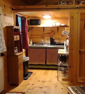 Fridge, microwave, coffee/tea maker, electric kettle - Pine Ridge Cabin - A Cozy Getaway for Two near Jasper AR! (Jasper)