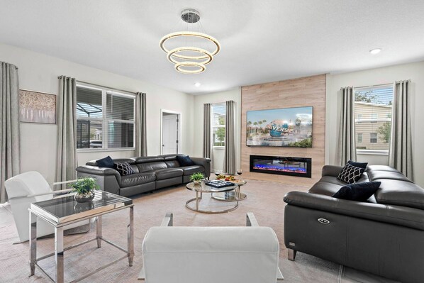 Télévision, cheminée, jeux vidéo