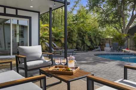 A heated pool. Newly Designed | Game Room | Pool | Fire Pit | Summer Sale