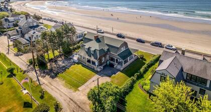 Newly renovated oceanfront home on Gooch's Beach with breathtaking views and direct beach access. This 7-bedroom retreat offers modern comforts, spacious gathering areas, and is just a short walk to Dock Square's shops, restaurants, and attractions.