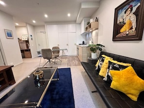 1 bedroom, desk, laptop workspace, iron/ironing board