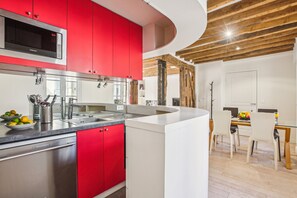 Apartment, 1 Double Bed with Sofa bed, Non Smoking, City View | Private kitchen | Coffee/tea maker, electric kettle, highchair, paper towels - Spacious 1BR in the Heart of Paris (Paris)