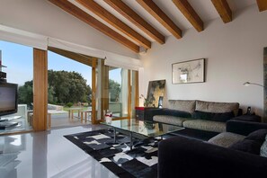 TV, fireplace - My Rental Homes - Villa Serafino with baebeque and pizza oven and private pool (Pollença)