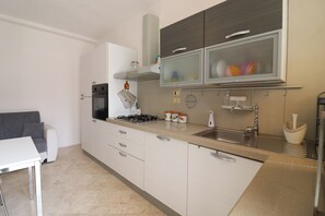 Fridge, oven, stovetop, cookware/dishes/utensils