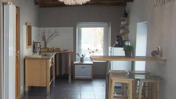 Fridge, microwave, dishwasher