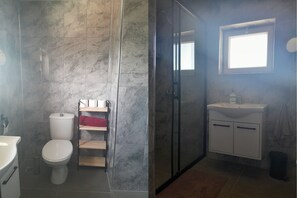 Sèche-cheveux, serviettes fournies, savon, papier toilette