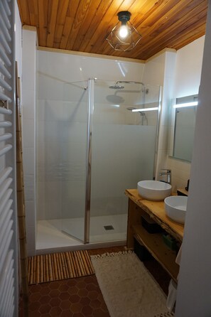 Shower, soap, toilet paper