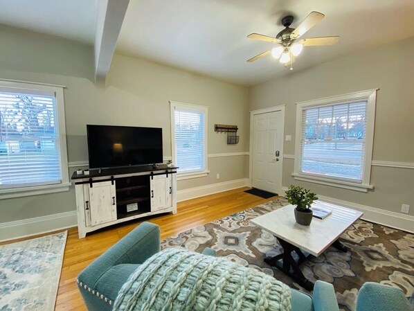 House, Multiple Beds, Patio, Garden View (1944 7th Ave - Group) | Living area | 50-inch flat-screen TV with digital channels - The Bungalow Retreat by UNC - Free Bikes! (Greeley)