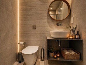 Towels, soap, shampoo, toilet paper