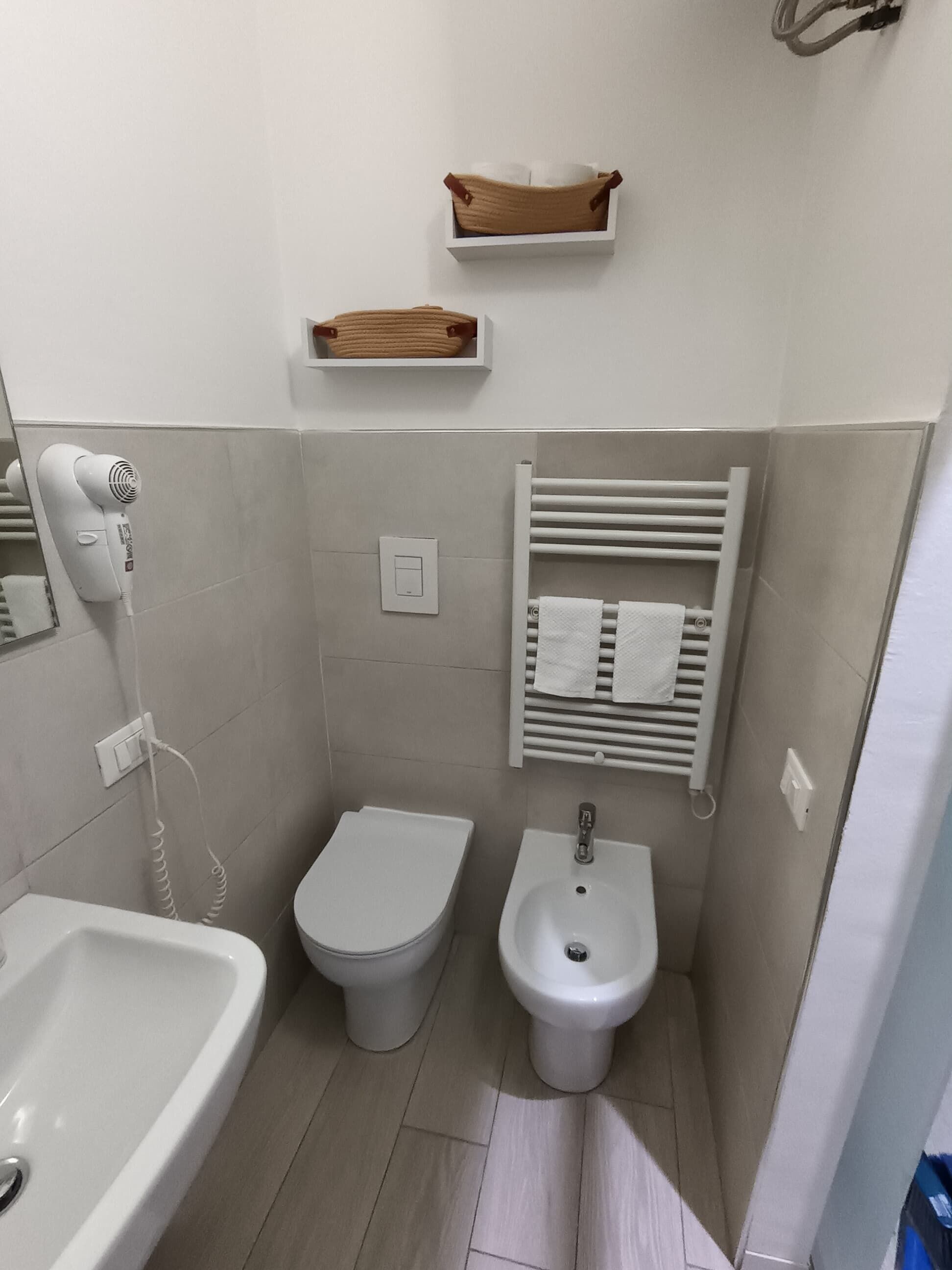 Hårtørrer, bidet, håndklæder, Sæbe