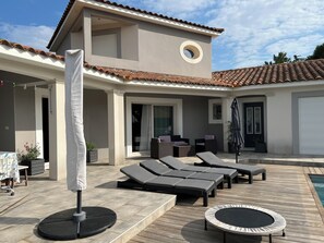 Terrace/patio - Seasonal rental from August 9 to 23 villa with swimming pool not overlooked (Sallèles-d'Aude)