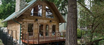 Villa Lake Waterfront Estate with a Log Cabin