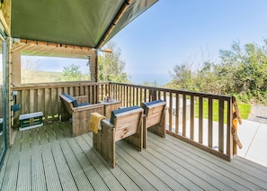 Terrace/patio - Sea View 2 Bed Hot Tub Safari Tent - Kestrel (Lynton)