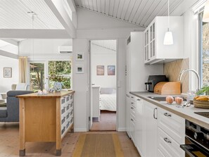 Fridge, oven, dishwasher, cookware/dishes/utensils