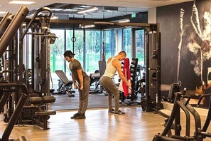 Stay active with our fully equipped gym featuring weight machines and free weights.