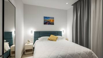 Blackout curtains, iron/ironing board, free WiFi, bed sheets