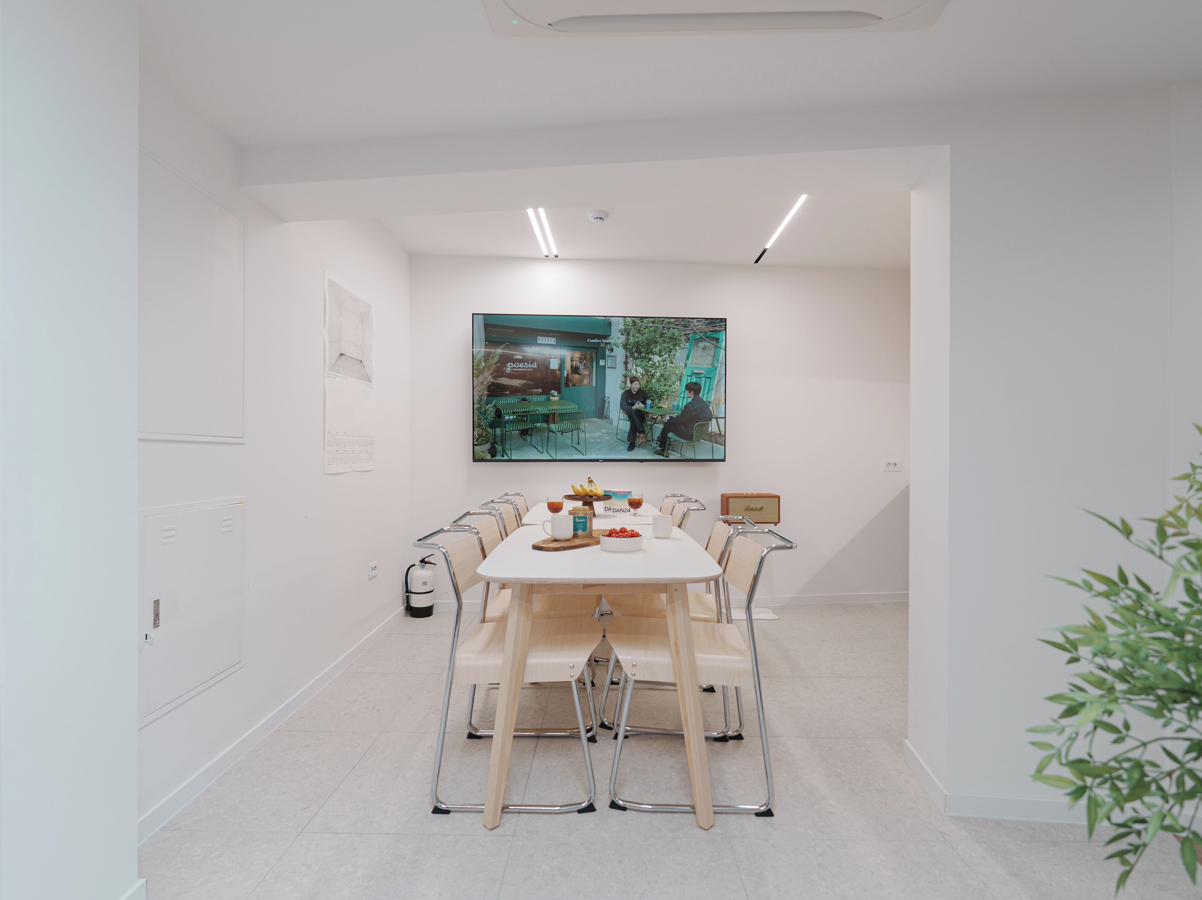 Mini-fridge, microwave, espresso maker, toaster