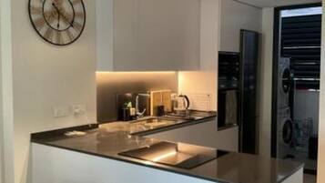 Apartment | Private kitchen | Fridge, microwave, oven, stovetop