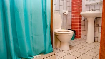 Habitación estándar, vistas a la ciudad | Baño | Ducha, toallas, jabón y papel higiénico
