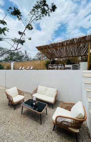 Maison, 2 chambres, fumeur, piscine privée | Terrasse/Patio