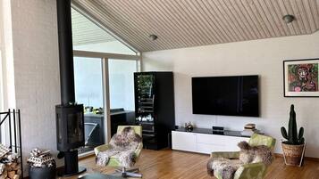 Smart-tv, pejs, dvd-afspiller, bordtennisbord