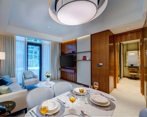 Luxury 1 BR at Address Dubai Opera | Living area | Smart TV