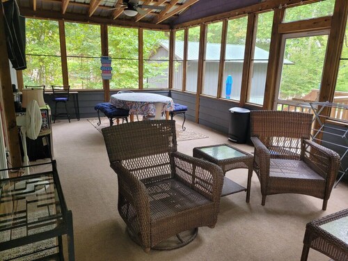 Lakefront on Nottely! Family retreat on single level with covered boat slip.