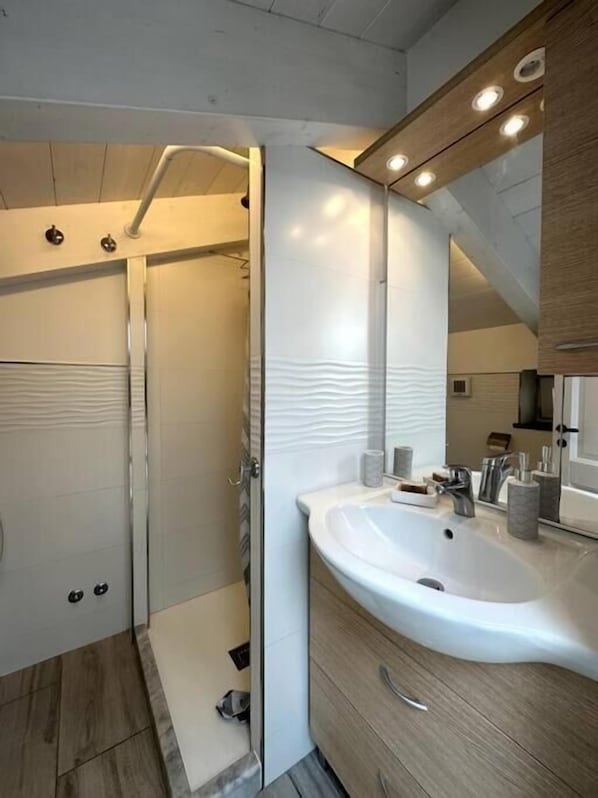 City Apartment | Bathroom | Shower, free toiletries, hair dryer, bidet