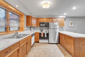 Fridge, microwave, oven, dishwasher