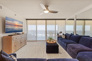 Condo, Multiple Beds (Chadham by the Sea 413) | Living area | TV - Chadham by the Sea 413 (New Smyrna Beach)