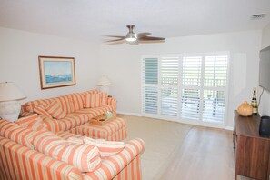 Condo, 1 Queen Bed with Sofa bed (Oceanwalk 9-506) | Living area | TV - Oceanwalk 9-506 (New Smyrna Beach)