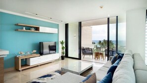 Lägenhet - 1 kingsize-säng (OCD35- Luxury Condo with Ocean view) | Vardagsrum