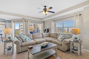 Condo, Multiple Beds (Oceanwalk 8-507) | Living area | TV - Oceanwalk 8-507 (New Smyrna Beach)