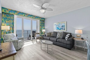 Condo, Multiple Beds (Ocean Walk Resort 1707) | Living area | TV - Ocean Walk Resort 1707 (Daytona Beach)