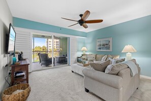 Condo, Multiple Beds (Oceanwalk 15-202) | Living area | TV - Oceanwalk 15-202 (New Smyrna Beach)