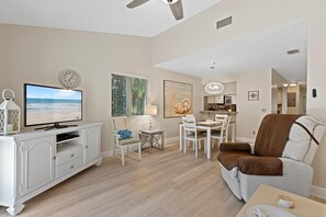 House, 1 Queen Bed with Sofa bed (Sea Mist Getaway) | Living area | TV - Sea Mist Getaway (New Smyrna Beach)