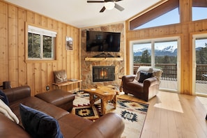 Smart TV, fireplace, video games