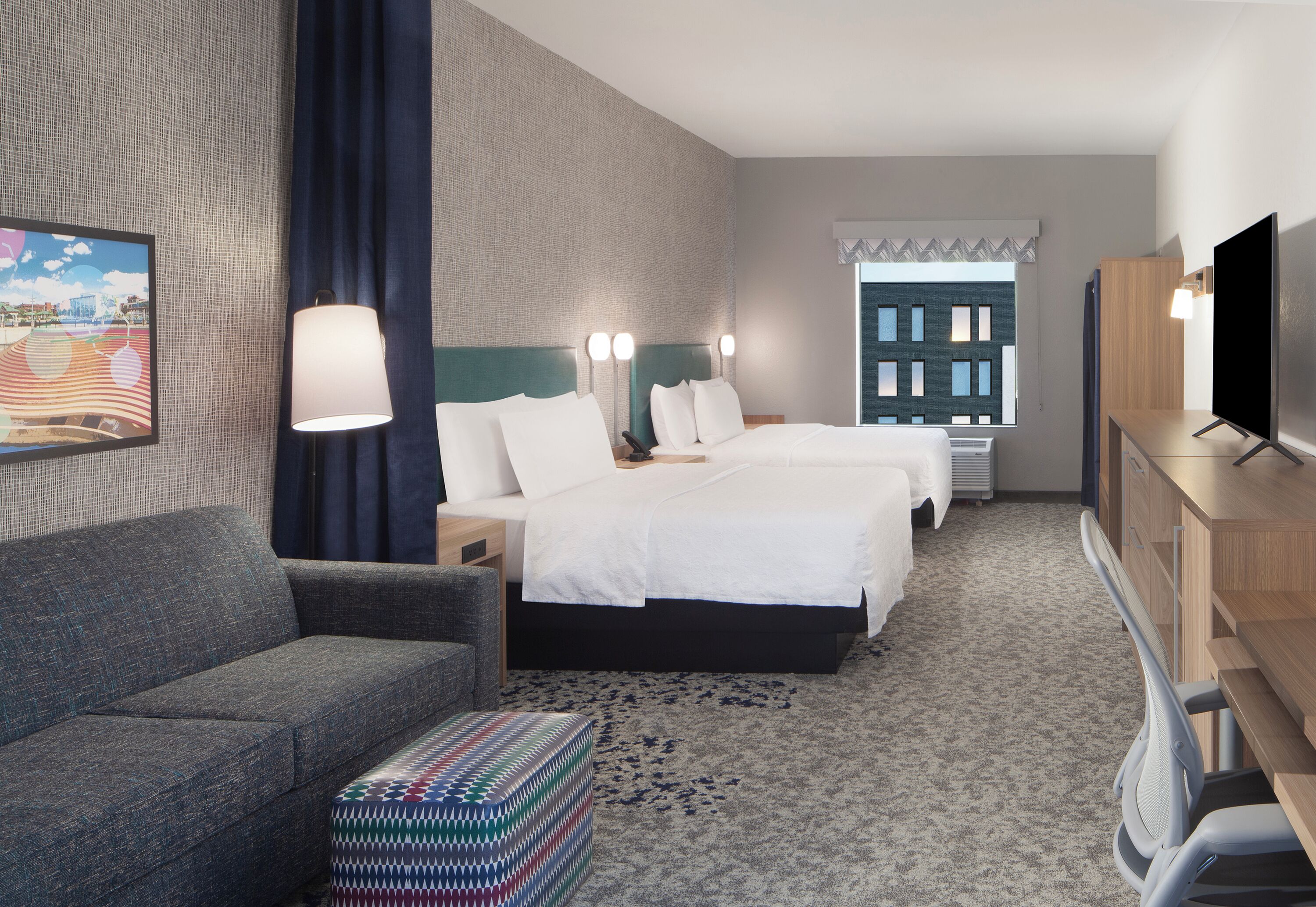 스튜디오 스위트, 퀸사이즈침대 2개 | 책상, 암막 커튼, 다리미/다리미판, 무료 WiFi