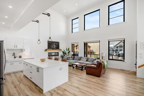 Smart TV, fireplace, video games, stereo