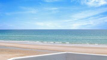 A beach with clear skies and calm waters.