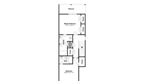 A floor plan with a master bedroom, two bathrooms, a bedroom, and a closet. - Lucky Ducky by Carolina Retreats (Carolina Beach)