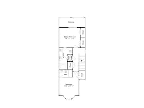 A floor plan with a master bedroom, two bathrooms, a bedroom, and a closet. - Lucky Ducky by Carolina Retreats (Carolina Beach)