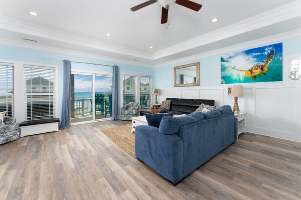 Smart TV, DVD player, books, video library - Luxurious Oceanfront B home w/pool, elevator, 6BR, steps to the sand and surf (North Topsail Beach)