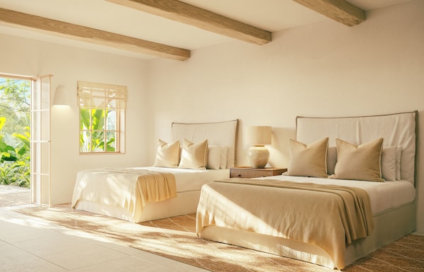 Double Queen Room | 1 bedroom, premium bedding, down comforters, minibar