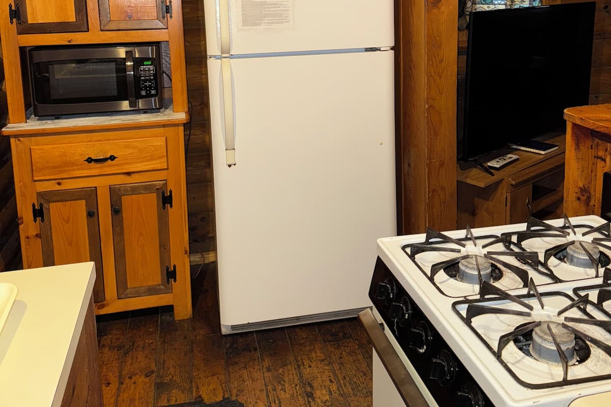 Family Cabin, Multiple Beds, Non Smoking, Pets Allowed | Private kitchen | Full-size fridge, microwave, oven, stovetop